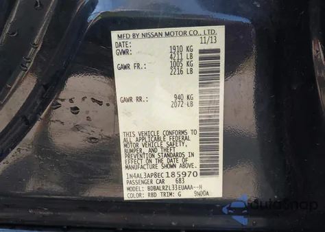 2014 Nissan Altima 2.5 S from USA, damaged, VIN 1N4AL3AP8EC185970